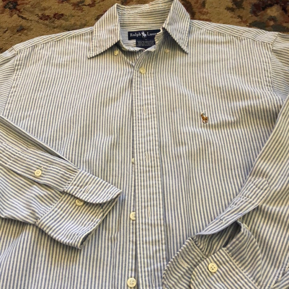 Polo blue white striped long sleeve Oxford shirt Never goes out of style